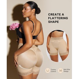 SHAPELLX Butt Lifting Shapewear For Women Tummy Control Faja Shaping Shorts Thigh Slimming Panties Mid Waisted Shaper (Beige,6X-large)