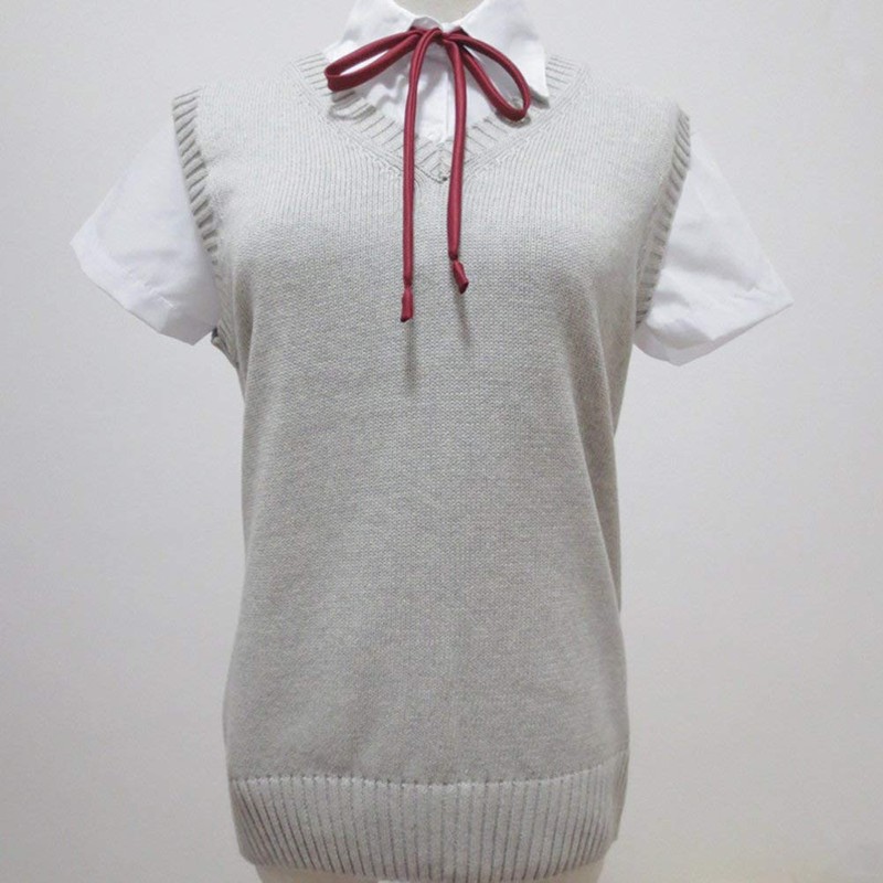 EIMEI School Uniform Vest, Sleeveless, Plain, Loose Fit, Knit, All
