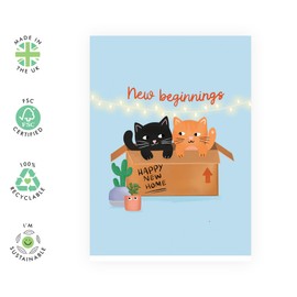 Central 23 Congratulations Card For New Home - New Beginnings - Cat Greeting Cards For Housewarming - New House Cards For Men Women - Moving Home - Cat Adoption - Comes With Stickers