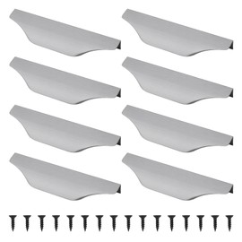 MOROBOR 8PCS Mount Finger Edge Pull Handle, Finger Pulls Aluminum Concealed Handle Furniture Drawer Handles for Home Kitchen Door Drawer Cabinet with Screws (150mm/Brushed Gray)