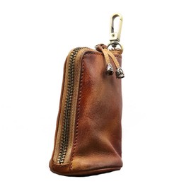 DTSFHTDAL Small Coin Purse Coin Genuine Leather Mini Coin Wallet Zipper Vintage Leather Coin Bag Car Key Holder Wallet for Men Women(Brown)
