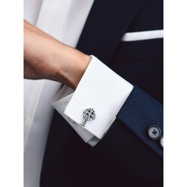 Bandmax Cufflinks Men's Stainless Steel Cufflink Cufflinks for Men Viking Cufflinks Shirt Shmuck for Shirt Wedding, Silver, Not applicable