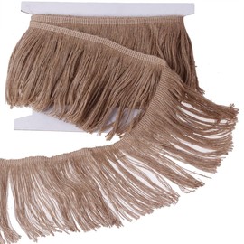 SUYUN WELL Burlap Fringe Trim Tassel Jute Lace 6 Inches Width 5 Yards Long for Clothes Accessories Latin Wedding Dress and DIY Lamp Shade Decoration (6 inches)