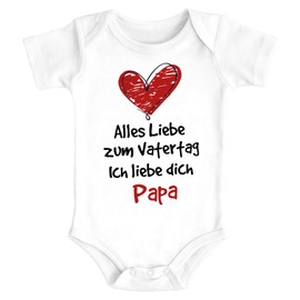 MoonWorks® Baby Bodysuit Alles Liebe Papa Father's Day Gift Organic Cotton Boys & Girls White 0-3 Months, Father's Day White