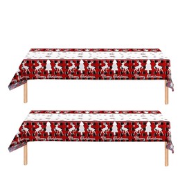 2Pcs 137*274cm Christmas Disposable Tablecloth Decorations for Christmas,Christmas buffalo plaid table covers Party Table Covers Dining Tablecover for Indoor or Outdoor Birthday,Xmas Picnic Party