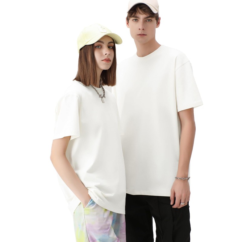 KEEPSHOWING Men's Oversized T-Shirts Cotton Unisex Short Sleeve Tshirts Crew