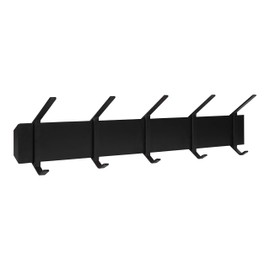 Kate and Laurel Rossmore Farmhouse 5-Hook Wall Hanging Coat Rack, Black, Modern Hanging Rack for Coats, Bags, Or Pots and Pans