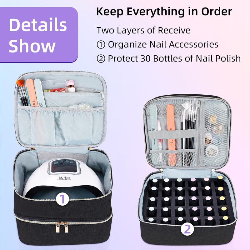 ALSLEA Nail Polish Organizer Holds 30 Bottles (15ml - 0.5