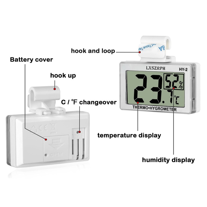Digital Reptile Hygrometer Thermometer LCD Display, Temperature Humidity Meter Gauge