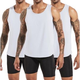 Boyzn 3 Pack Cotton Gym Tank Tops for Men, Athletic Workout Tank Top Gym Muscle Tee, Bodybuilding Sleeveless Tee Shirts for Men White-3P06-XL