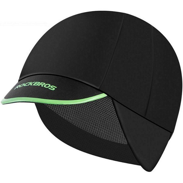 ROCKBROS Men's Women's Cycling Cap 53-61 cm/21-24 inches Elastic Winter Cap Ear Covers Windproof Hat with Visor Under Helmet for Sports Cycling Skiing Motorcycle Baseball Running Black, Black