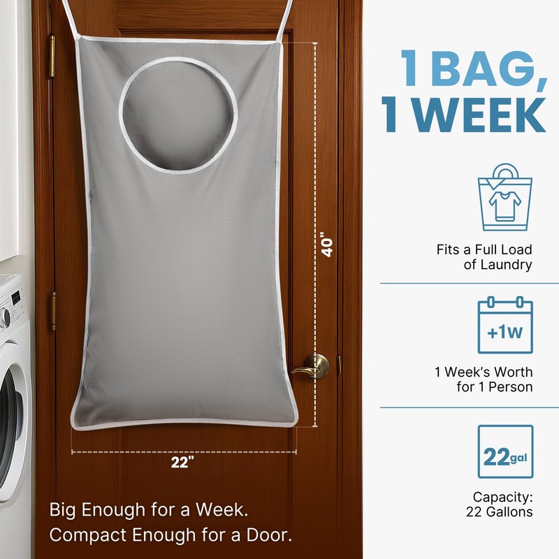 DONAQ Hanging Laundry Hamper Bag XL 40x22", Space Saving over