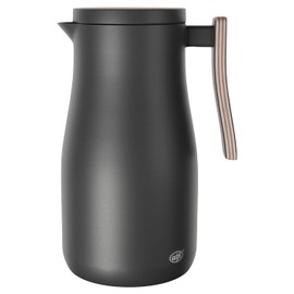 alfi Studio Allure 1.0 L Black Matt with Wooden Elements Insulated Flask Made of Double-Walled Stainless Steel Thermos Flask Keeps Warm for 12 Hours Cold for 24 Hours Screw Cap Large Opening BPA Free