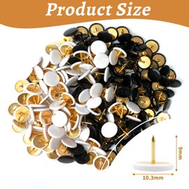 200 Pcs Drawing Pins, 100 pcs White Drawing Pins and 100 Pcs Black Drawing Pins Round Head Push Pins Thumb Tacks for Pinboard Map Cork Board Notice Board