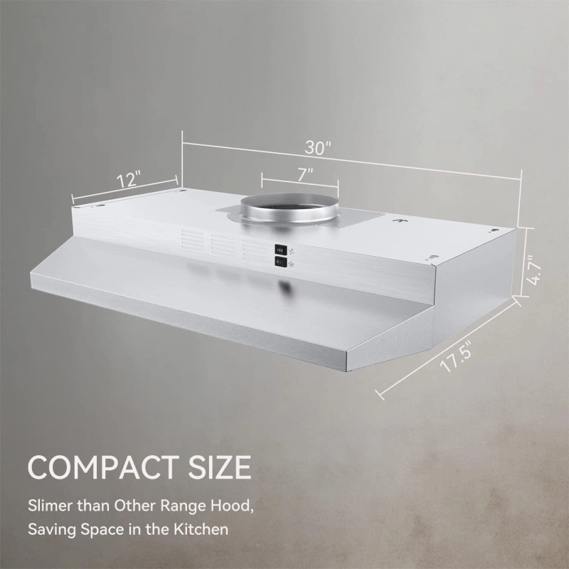 SNDOAS Kitchen 30in Under Cabinet Range Hood 230CFM Cook Fan