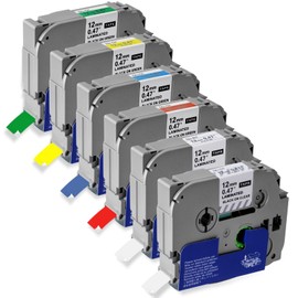 6x Compatible with Brother P-touch tapes 12 mm TZe-231 TZe-131 TZe-431 TZe-531 TZe-631 TZe-731 TZ Tape 0.47 Label Tape Brother Tape Cassette for PT-H105 H101C H110 H200 H100LB D400 D200 D600
