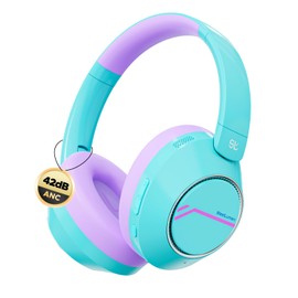 Steellumen Nova1Pro Kids Wireless Active Noise Cancelling Headphones, Bluetooth 5.4, 60H Playtime, Volume Limited 75/85/94dB, Type-C Fast Charging, Mic, Foldable for School/Travel/Airplane, Green