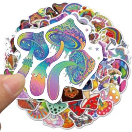 Colorful Mushroom Stickers 50Pcs Vinyl Waterproof Plant Stickers Decals for Water Bottle, Laptop, Skateboard, Computer, Guitar, DIY Decoration for Adults Teens Girls (Beautiful Mushroom)