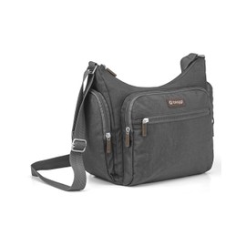biaggi Flexmates On-The-Go Hobo | Lightweight Water-Resistant Crossbody Bag for Travel, College, Weekend (Hobo Grey)