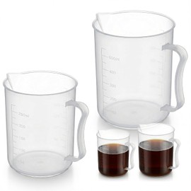 Cilindro medidor transparente, vaso medidor de plástico graduado con asa para cocina, laboratorio, 250 ml, 500 ml, 2 piezas