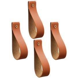 Angoily Leather Wall Hooks Pack of 4 Wall Mounted Hanging Straps Leather Curtain Rod Holder Scarf Towel Hanger Hanging Bracket Hook Boat Paddle Holder for Farmhouse Kitchen