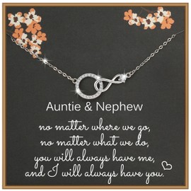 Weelody Aunt Gifts from Nephew, 925 Sterling Silver Infinity Necklace with CZ Ring, Birthday Gifts for Auntie, Necklace for Aunt from Nephew
