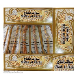 6 Al Falah Siwak Meswak Miswak Miswak Arak Peelu Al-Falah Chewing Stick Natural Flavored Organic Herbal Brush Teeth Cleaning Toothbrush Vacuum Sealed Whitening Breath Freshener (Six Tooth Sticks)