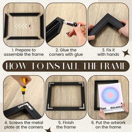 Soaoo 4 Pcs Canvas Floater Frames Floating Canvas Frame 0. 9" Deep Artwork for Paintings with Hardware Kit Included for Wall Prints Painting, Assemble Required(12'' x 16'',Black)