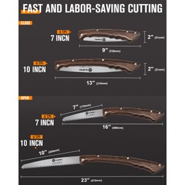 Folding Pruning Saw 7 Inch with Leather Sheath and Wenge Wooden Handle, SK5 Steel Blade, Foldable Hand Saw for Camping, Survival, Wood Cutting, Bushcraft and Tree Trimming