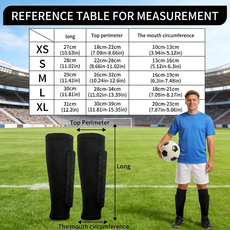 Football Shin Guards Compression Sleeves with Honeycomb Pads, Leg Protector