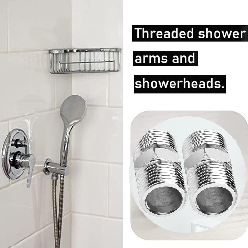 BNFGD 2Pcs Shower Hose Connector Shower Connector,Stainless Steel Hex Connector,Standard