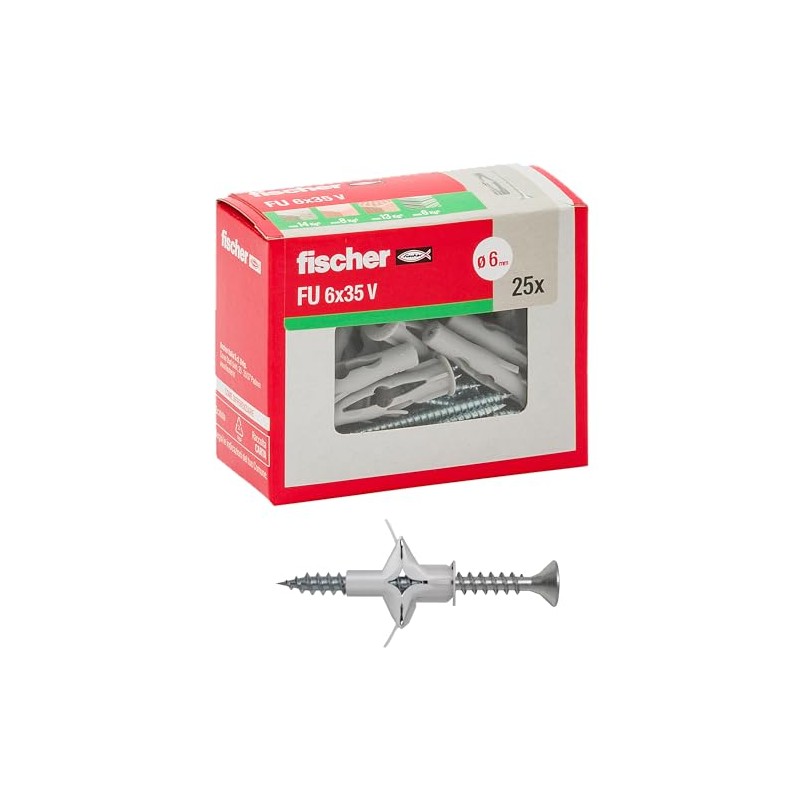 Fischer 25 Butterfly Dowels FU with Screw 6 x 35