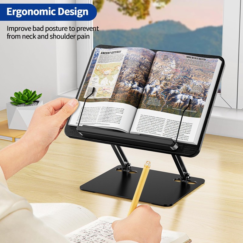 BESIGN BS01 Book Stand for Reading, Adjustable Book Holder, Ergonomic