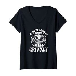 Womens Grizzly Bear Shirt | Funny Camping Hiking Bears T-Shirt V-Neck T-Shirt