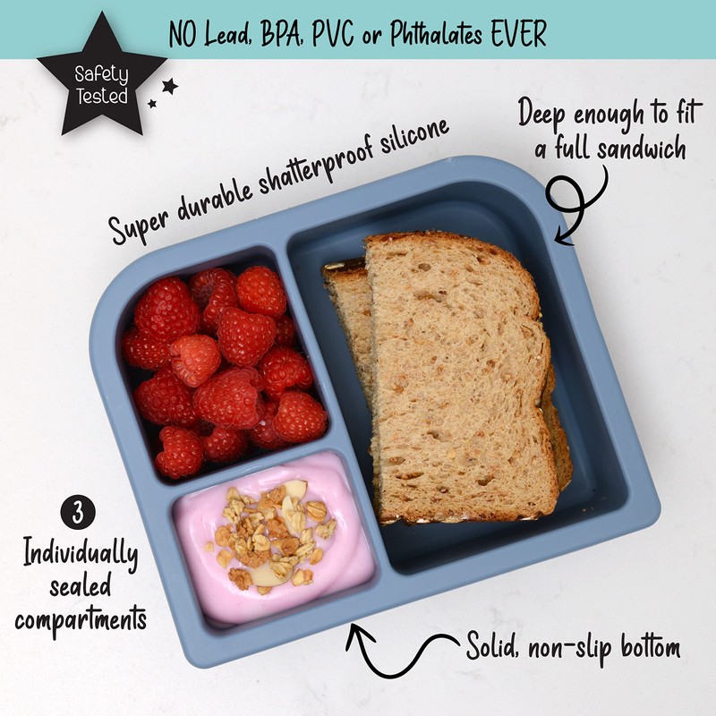 PrimaStella Unbreakable Silicone Lunch Box for Kids and Adults -