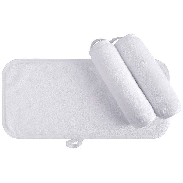 KinHwa Terry Wash Cloths Pack of 3 Make-Up Remover Cloth Microfibre Make-Up Cloths Soft & Absorbent Face Cleansing Wipes Reusable & Washable Lint-Free & Luxurious White - 15 cm x 30 cm