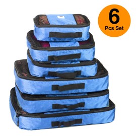 ANSIO Packing Cubes for Suitcase, Travel Luggage Organiser Set, Travel Cubes, Suitcase Organiser bags, Value Set for Travel and Home Storage, Small, Medium, Large, XL - (6 Piece Set) - Blue