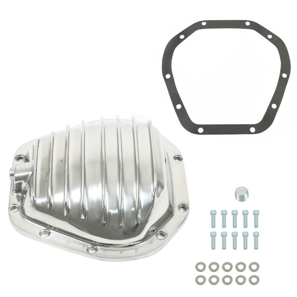 GENRICS 1 Set of Dana 60 10 Bolt Front Finned Polished Aluminum Differential Cover Replacement for GM Ford Dodge