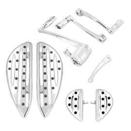 rewmtermoto Motorcycle Driver Passenger Floorboards Brake Arm Pedal Toe Heel Shift Shifter Rod Lever Set Fit for Harley Touring Road Glide Street Glide Electra Glide (2014 - up, Chrome)