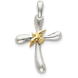 FJC Finejewelers Sterling Silver Dove Cross Pendant Necklace Chain Included