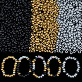 GUJOXILA 1000Pcs Gold Silver Pony Beads Bulk Kandi Beads for Bracelet Making Hair Bead for Braids Gold Silver Pony Bead for Crafting Bracelets Necklaces Jewelry Making 6×9mm