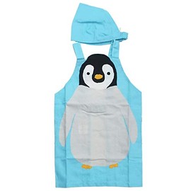 Kids Apron, M, Hello Penguin, Blue, BL with Triangle Strap, Halter Neck, Cooking Practice, Parent and Child Matching, Friends Hill, Size: 43.3 - 47.2 inches (110 - 120 cm)