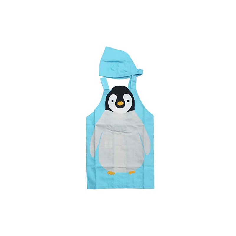 Kids Apron, M, Hello Penguin, Blue, BL with Triangle Strap,