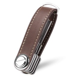 flintronic Key Organizer | Crazy Horse Leather Keychain | Pocket Smart Key Holder with Gift Boxed Stylish, Functional & Practical (Holds 7-9 Multiple Keys) - Brown