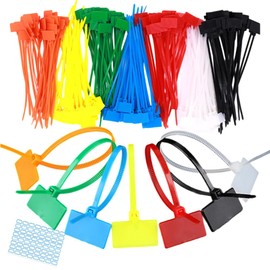 BOOHUQICH 250pcs Cable Tags 7 Colors Set Cable Labels Tags Binding Ties Wire Organizing Cable Identification Reusable Name Tags Cord Names Cable Ties Cable Ties Cable Ties Organizing Wire Tags with
