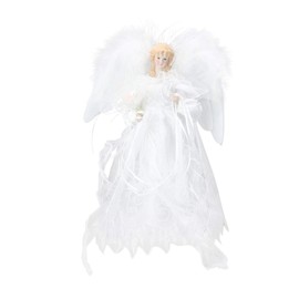 Kurt Adler 12" LED Fiber Optic White and Silver Angel Christmas Tree Topper