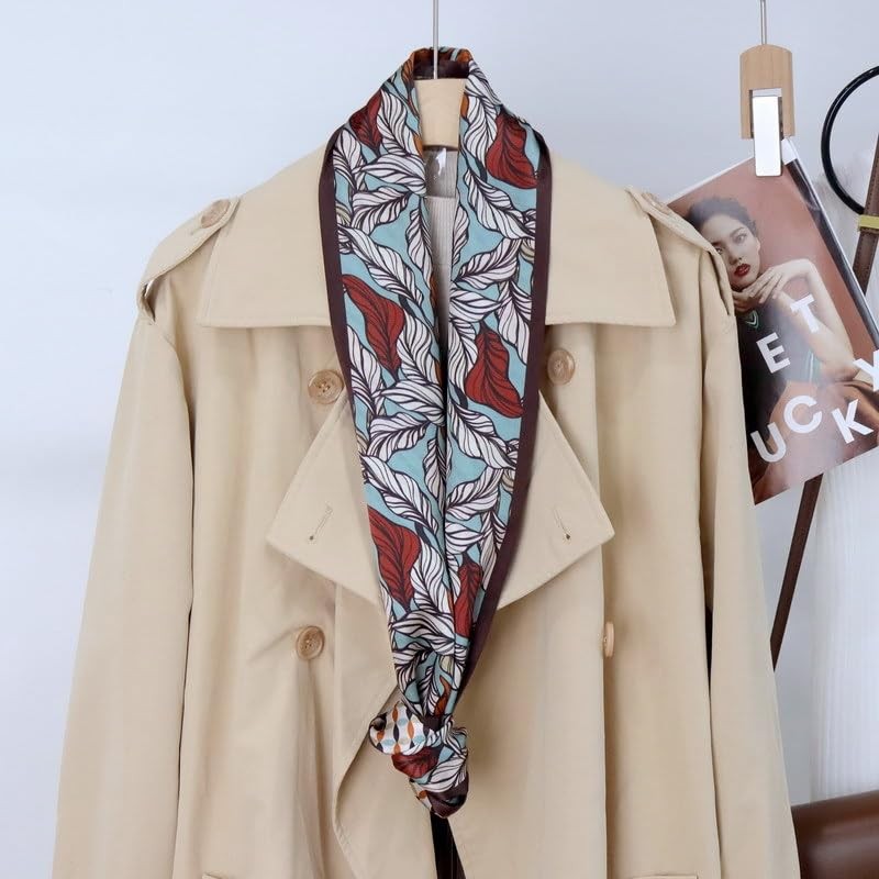 WELROG Long Rectangular Silk Scarf 150 x 16 cm -