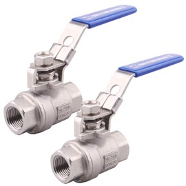DERNORD 2 Pack Stainless Steel 304 Ball Valve, 2-Piece Full Port Heavy Duty for WOG with Locking Device (3/8" NPT)