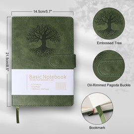 The A5 notebook comes with a tight seal, the 256 page notepad comes with an elastic band and a ribbon bookmark. Journal Notebook is great for journaling, working, and memo recording (Dark Green)