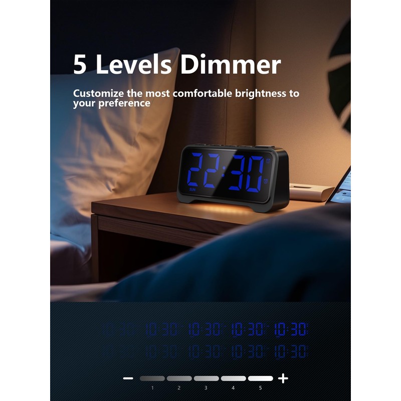 Mesqool Extra-Loud Alarm Clock with Bed Shaker for Heavy Sleepers,